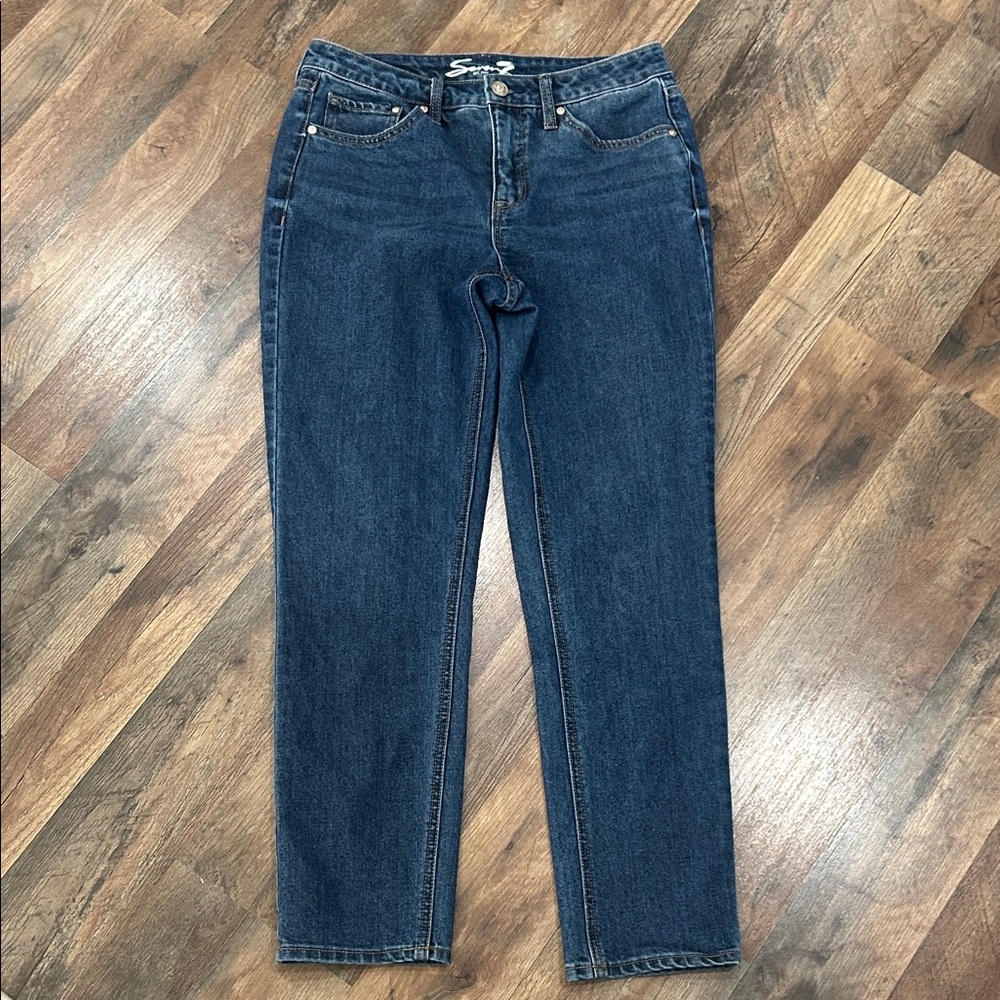 Seven7 Dark Blue Straight Leg Women's Jeans